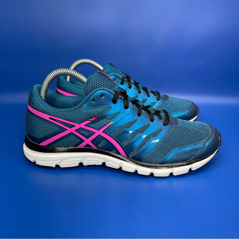 Asics Gel Zaraca 4 Athletic Shoes Womens 8.5 Deep Blue Pink Summit White